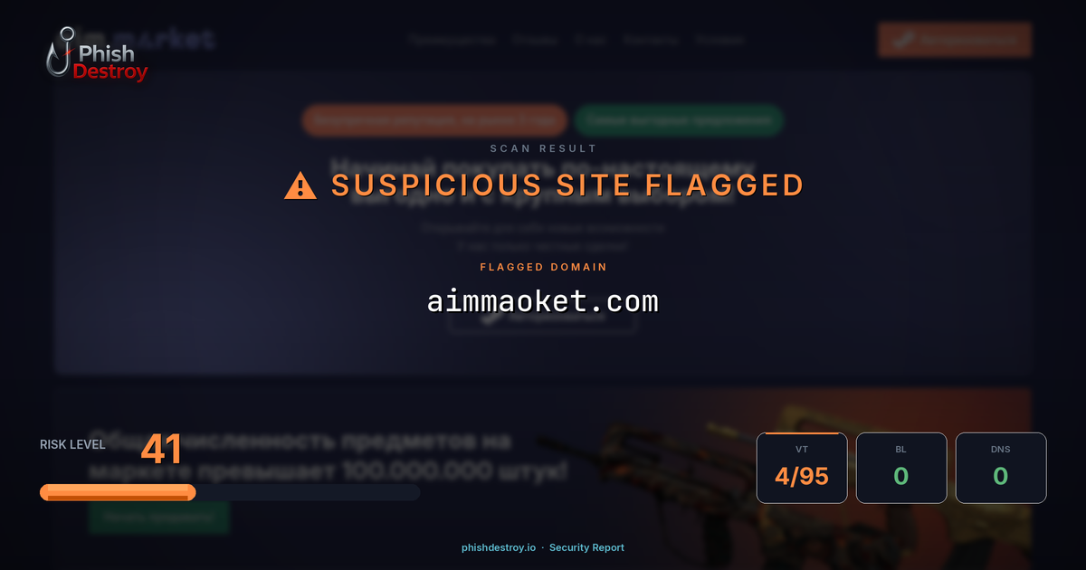 aimmaoket.com phishing report — threat analysis by PhishDestroy