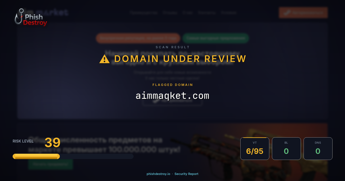 aimmaqket.com phishing report — threat analysis by PhishDestroy