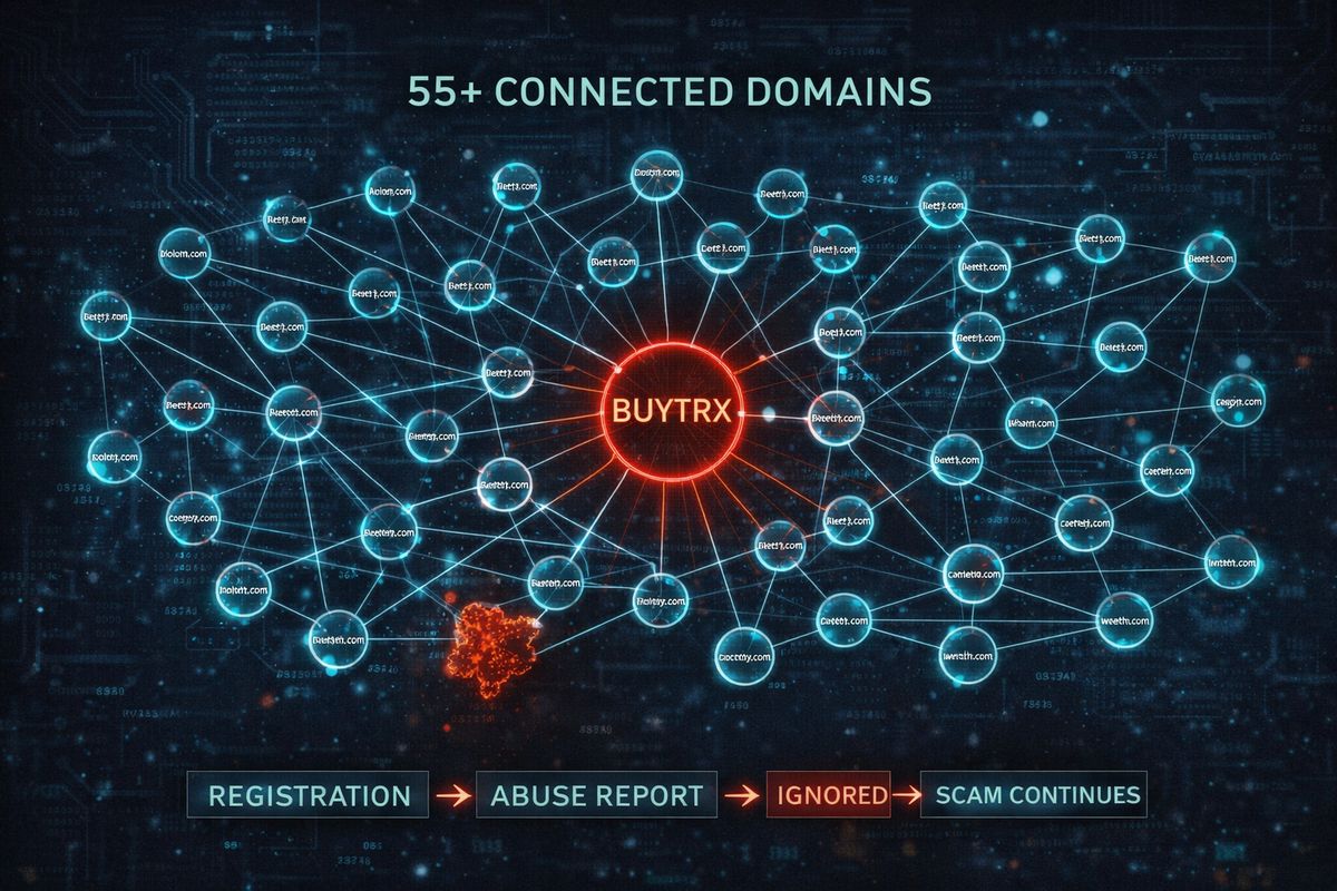 BuyTRX domain network overview — interconnected phishing infrastructure