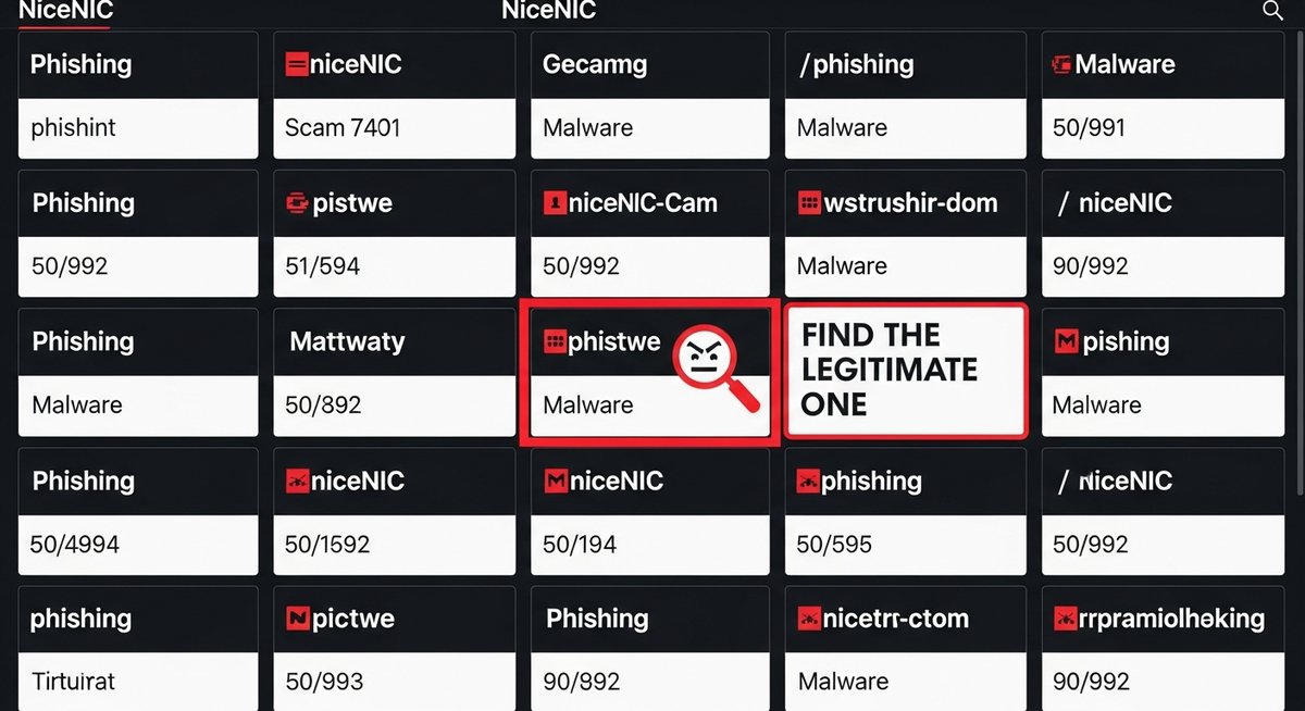 NiceNIC domain grid — visual evidence of phishing concentration