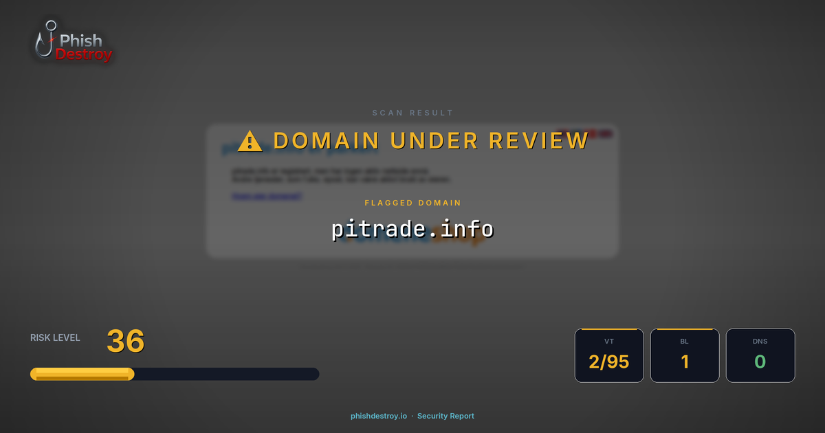 pitrade.info phishing report — threat analysis by PhishDestroy