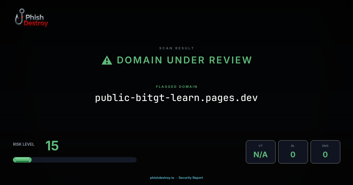 public-bitgt-learn.pages.dev phishing report — threat analysis by PhishDestroy